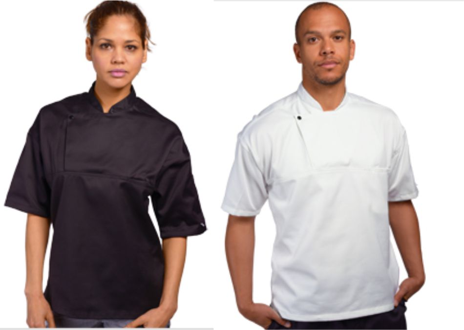 DD43AFD short sleeve chefs tunic with press studs